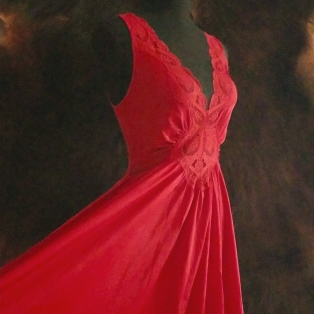 Vintage Olga nightgown Red Floor length